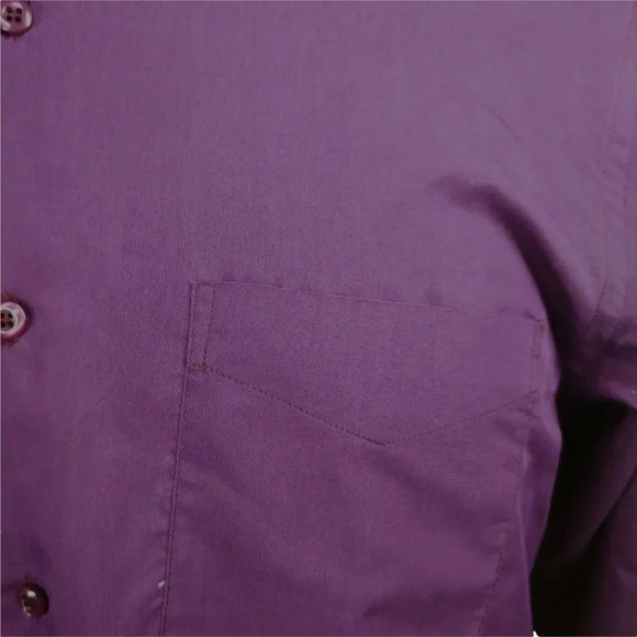 President Stone Work Office Business Dress Shirt, Eggplant Purple,  M - Picture 4 of 10